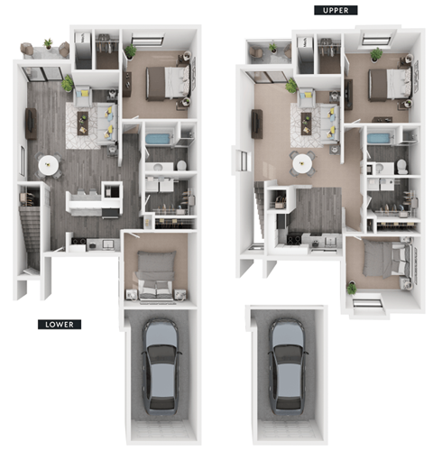 Floor plan for 2 beds, 1 bath, 1035 sqft